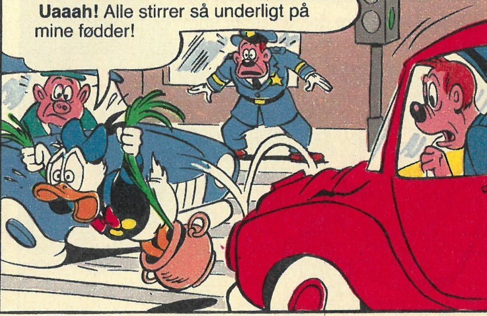 Anders And er selv med tli at skabe det problem - at alle stirre så underligt på hans fødder. 